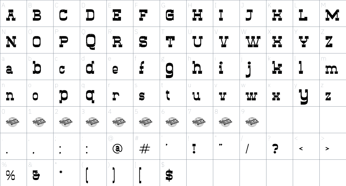 Austin Ghodes font Character Map