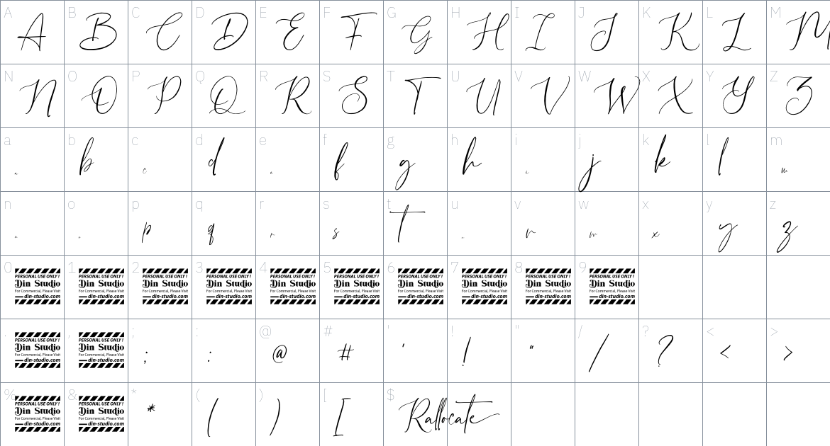 Rallocate font Character Map