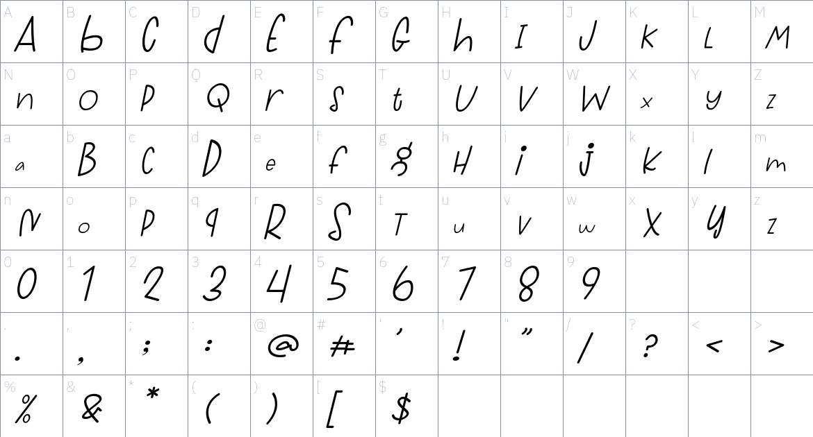 Fun Climbing font Character Map