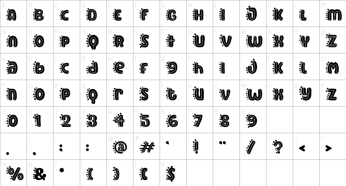 Monster Mash font Character Map