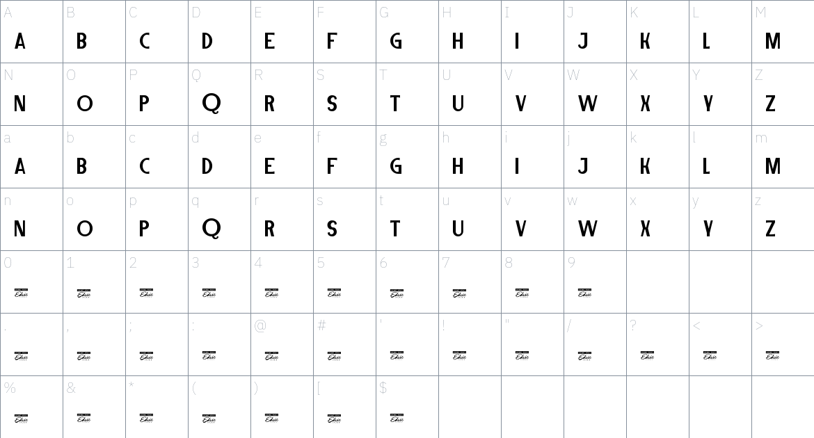 Bebas Lepas font Character Map