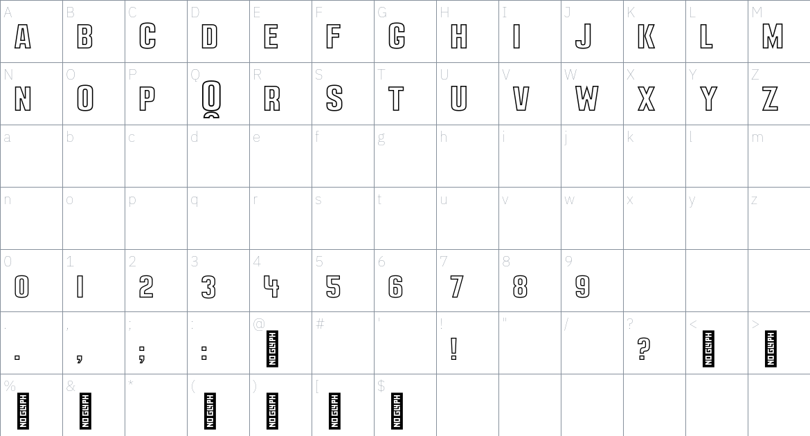 Kulag Font font Character Map