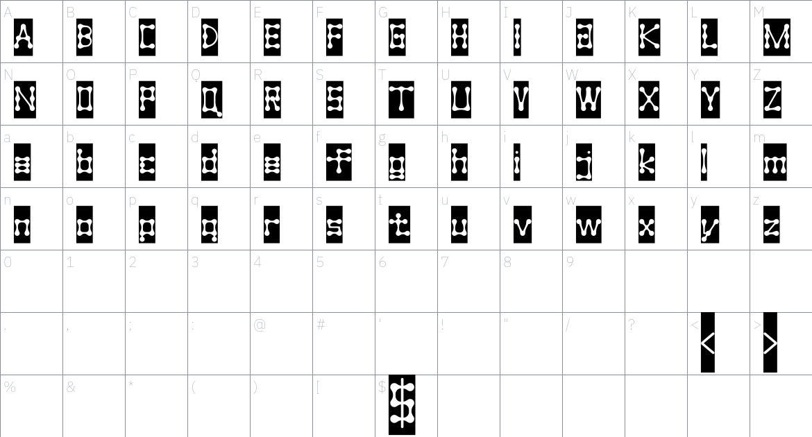 Sragera Black font Character Map