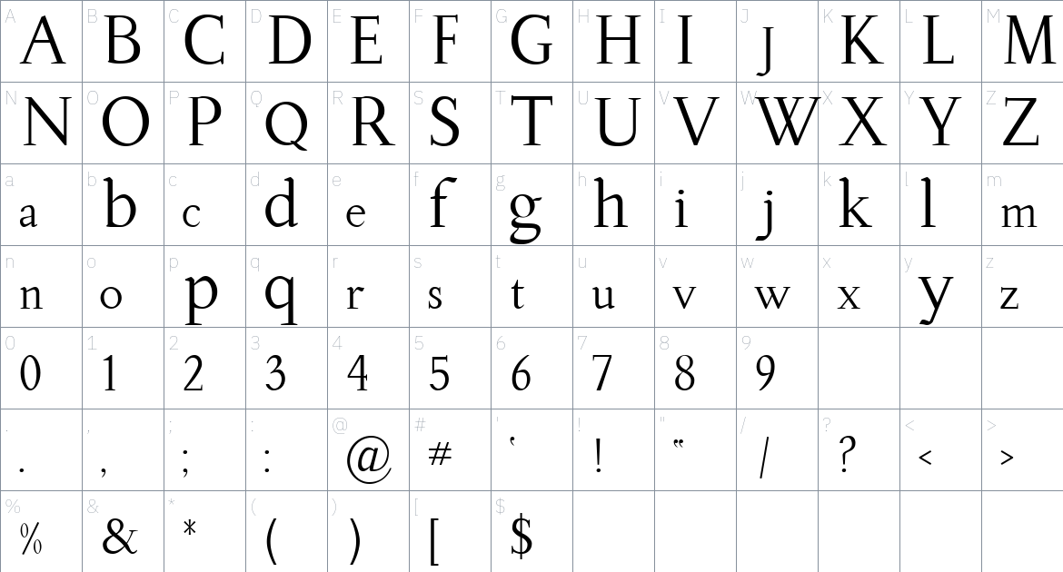 Tuccitana Font font Character Map