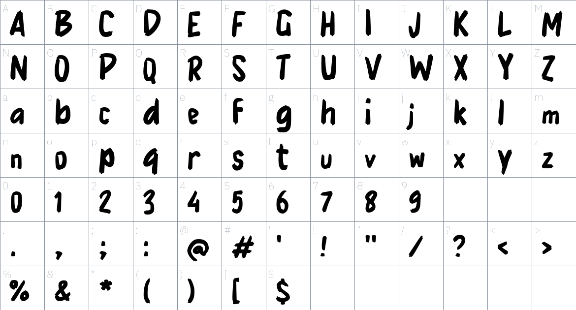 j Jago font Character Map