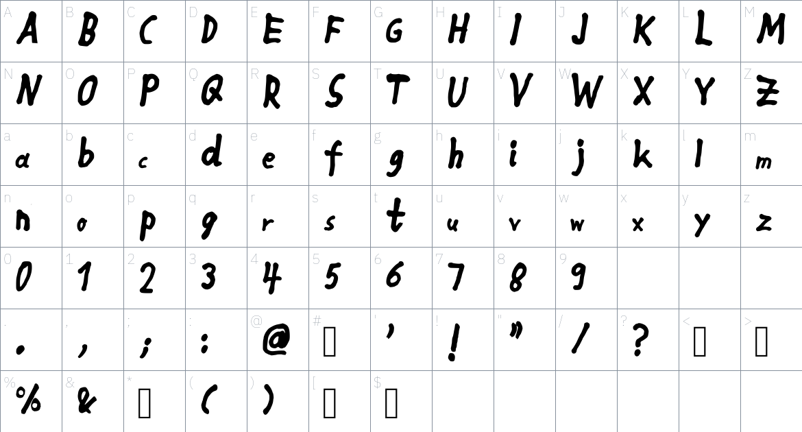 ML Marky font Character Map