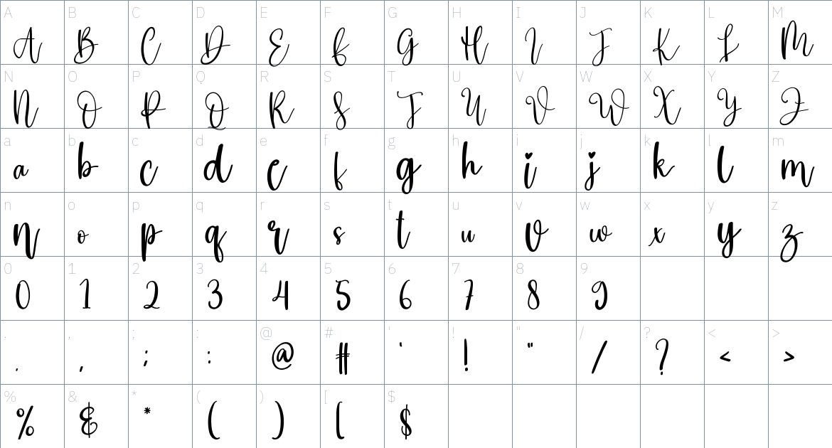 Market font Character Map