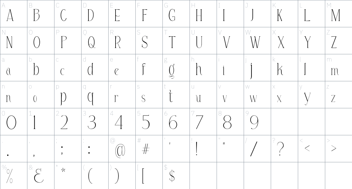 Free LE Buffec font Character Map