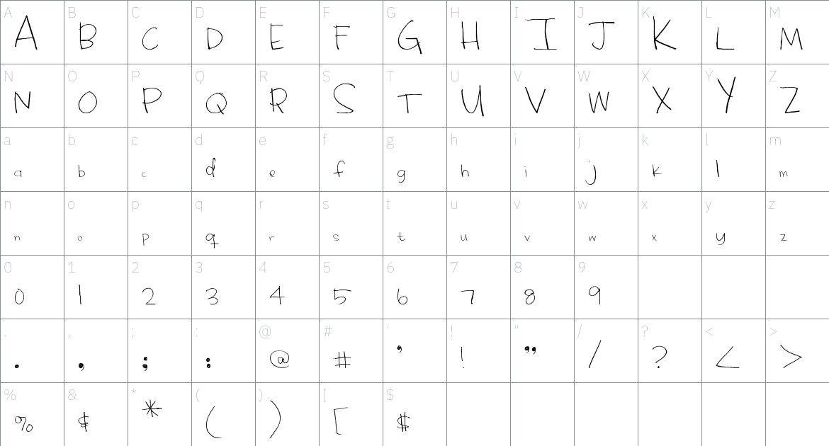 MTF Hoo Rah font Character Map