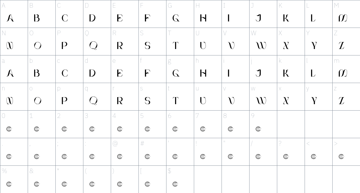 Great Falls font Character Map