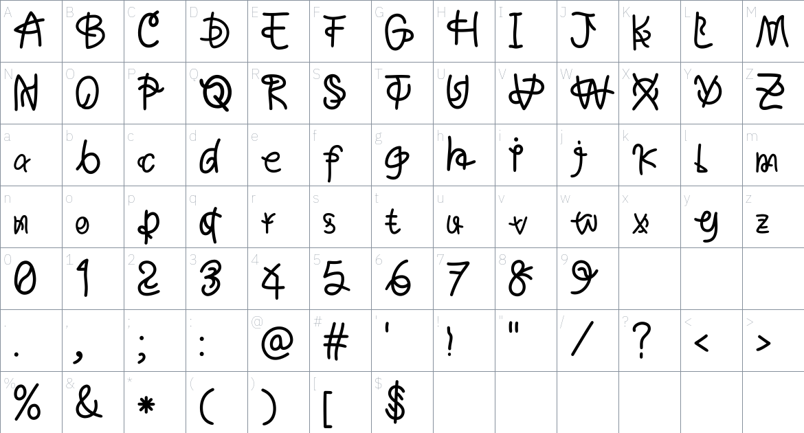 MagicMonolines font Character Map