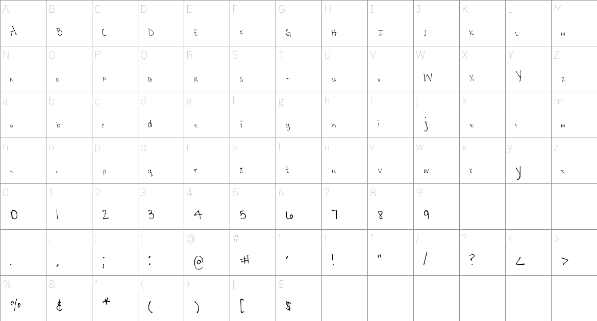 MTF Krystyna font Character Map