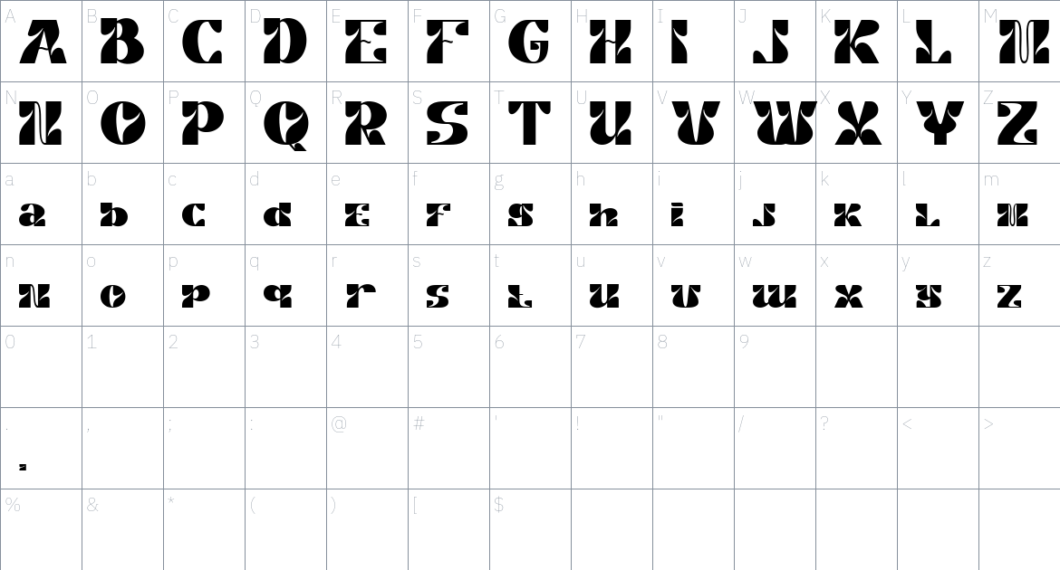 Caysa font Character Map