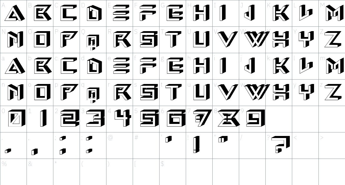 Volcano font Character Map