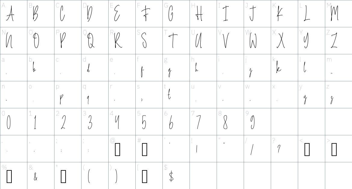 Spooky Mistery font Character Map