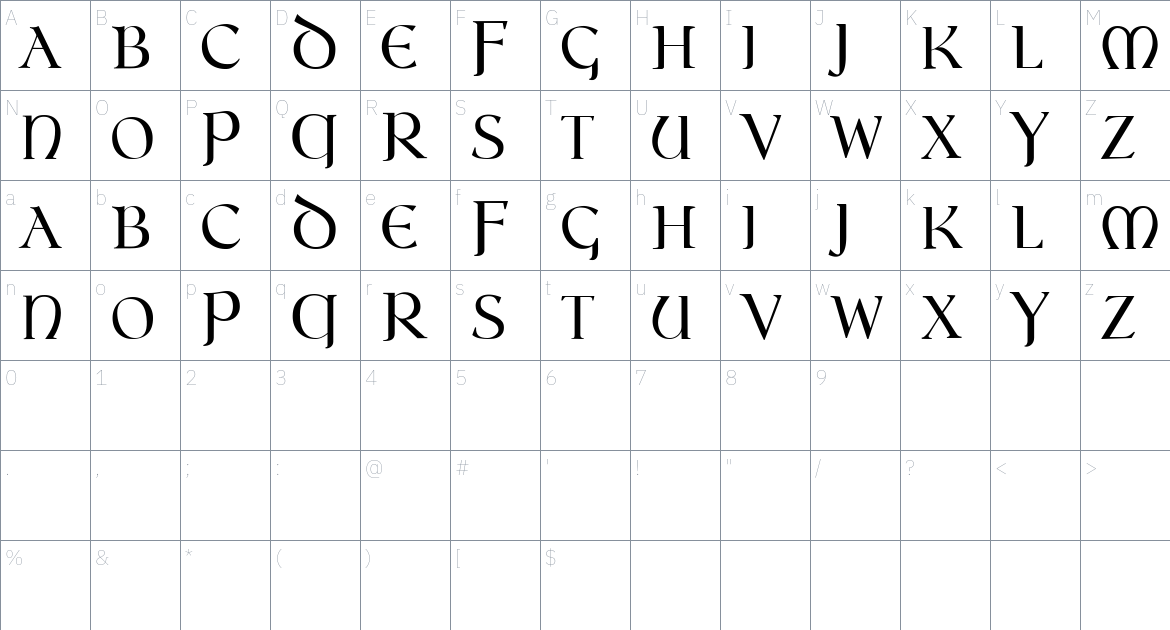 Mystician font Character Map