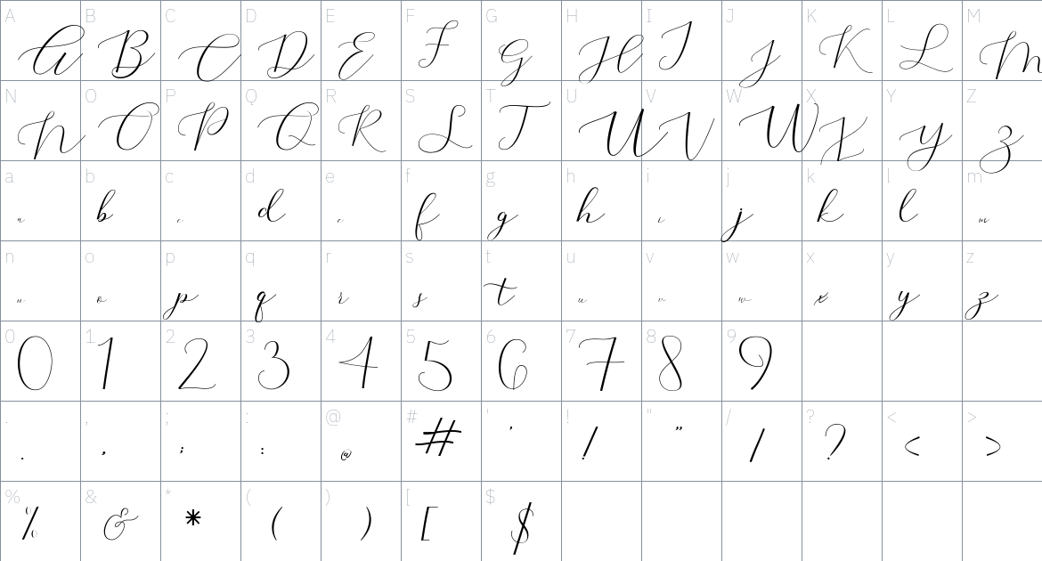 Montine font Character Map