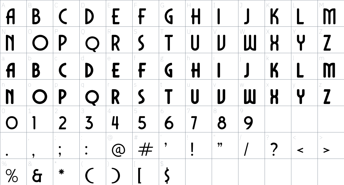 Dechor Rothen font Character Map