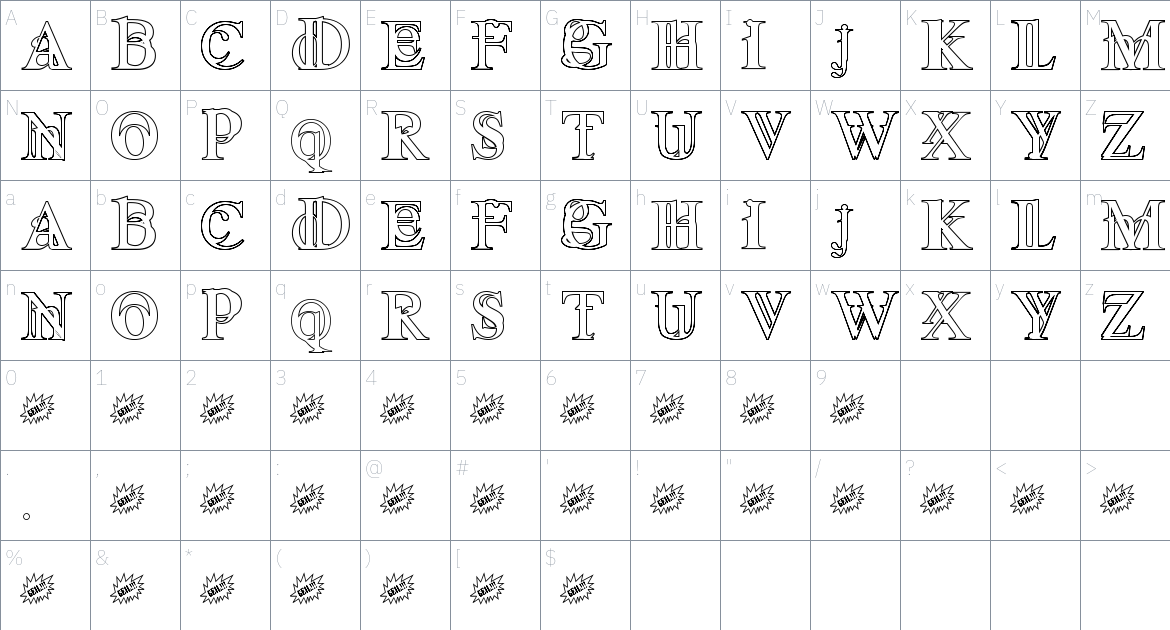 GO Obstacle Font font Character Map