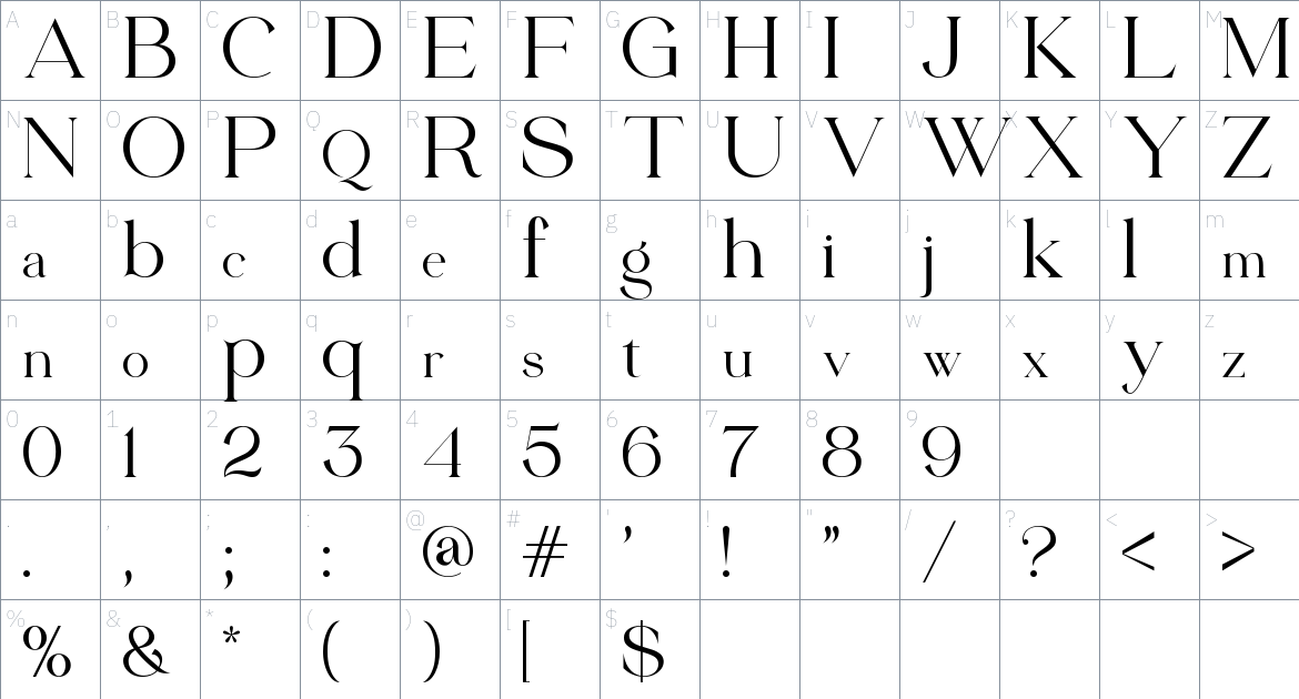 Abygaer Font font Character Map