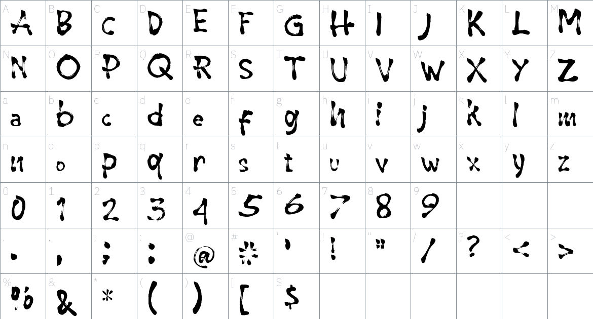 Ryujin Attack Font font Character Map