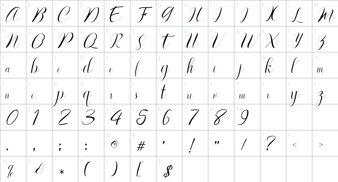 Misley font Character Map