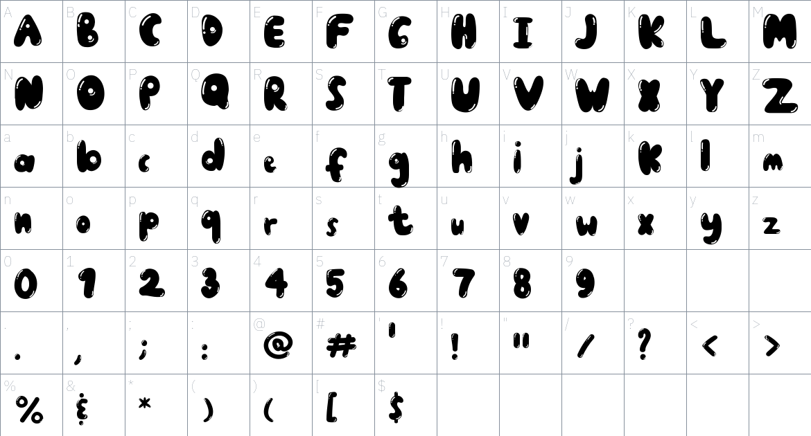 Just Bubble Font font Character Map