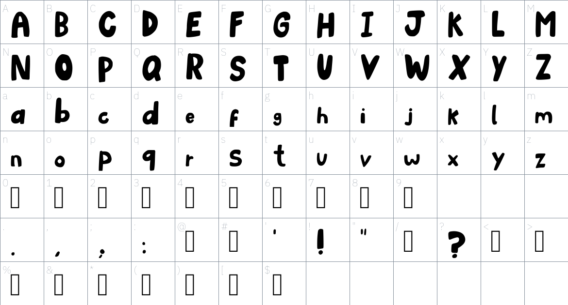 Myfontybb Font font Character Map