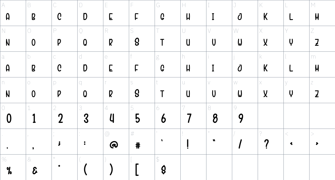 Chobby Marker font Character Map