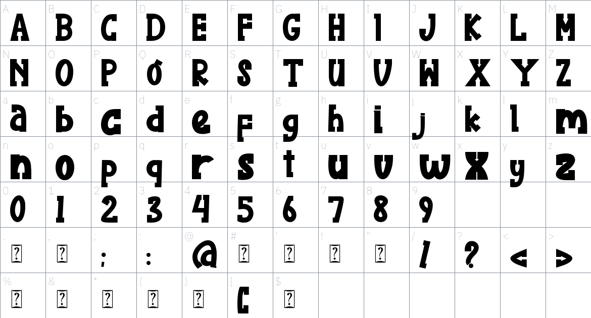 Geralize font Character Map