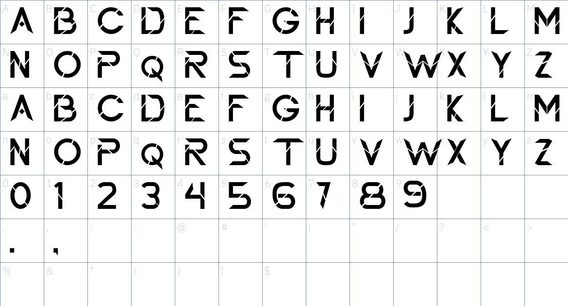 Waxaw font Character Map