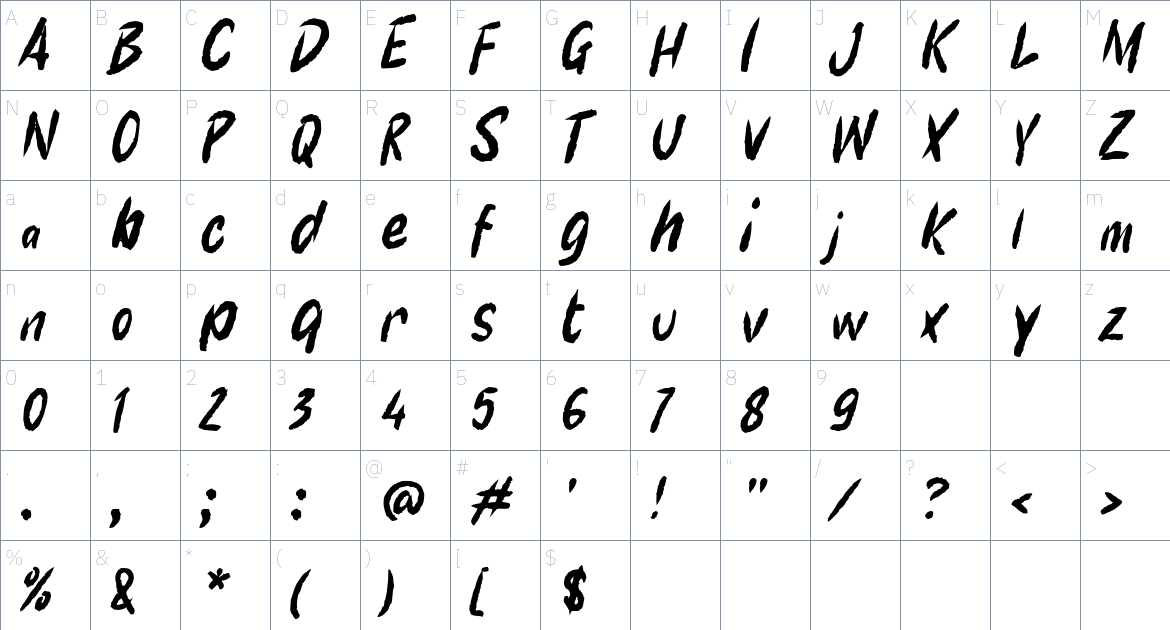 j Jujur font Character Map