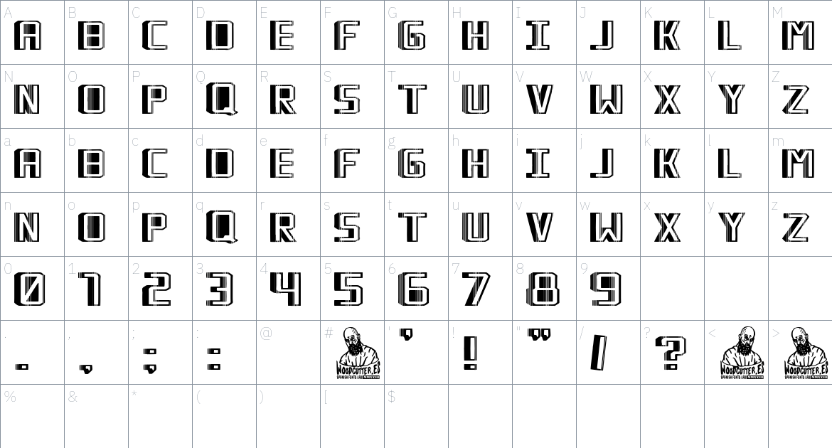 Martirio Digital font Character Map