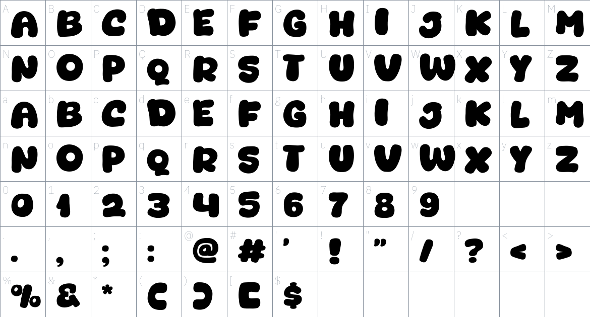 Junicat Font font Character Map