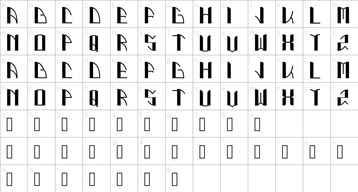 Munhow Font font Character Map