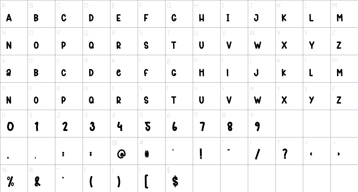 Meeting Time font Character Map