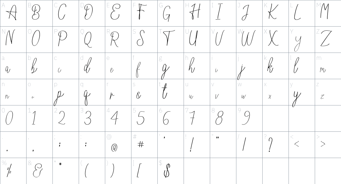 Tegriel Script font Character Map