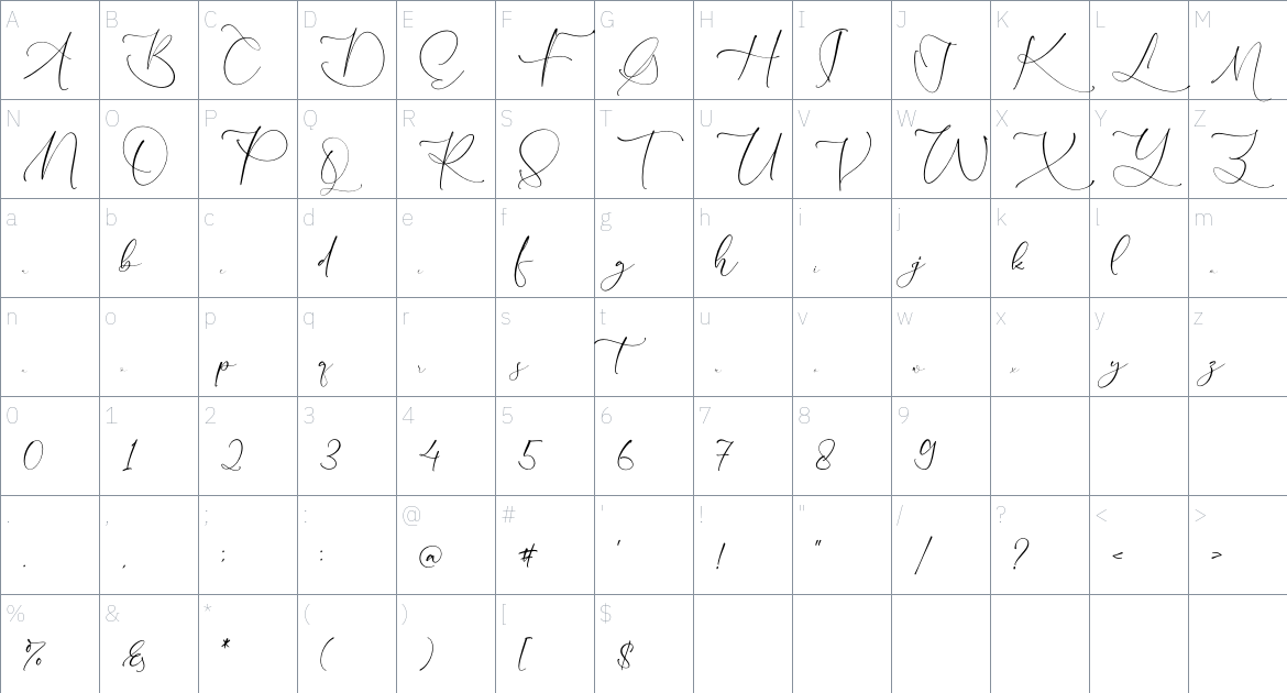 Magistica Herimattos font Character Map