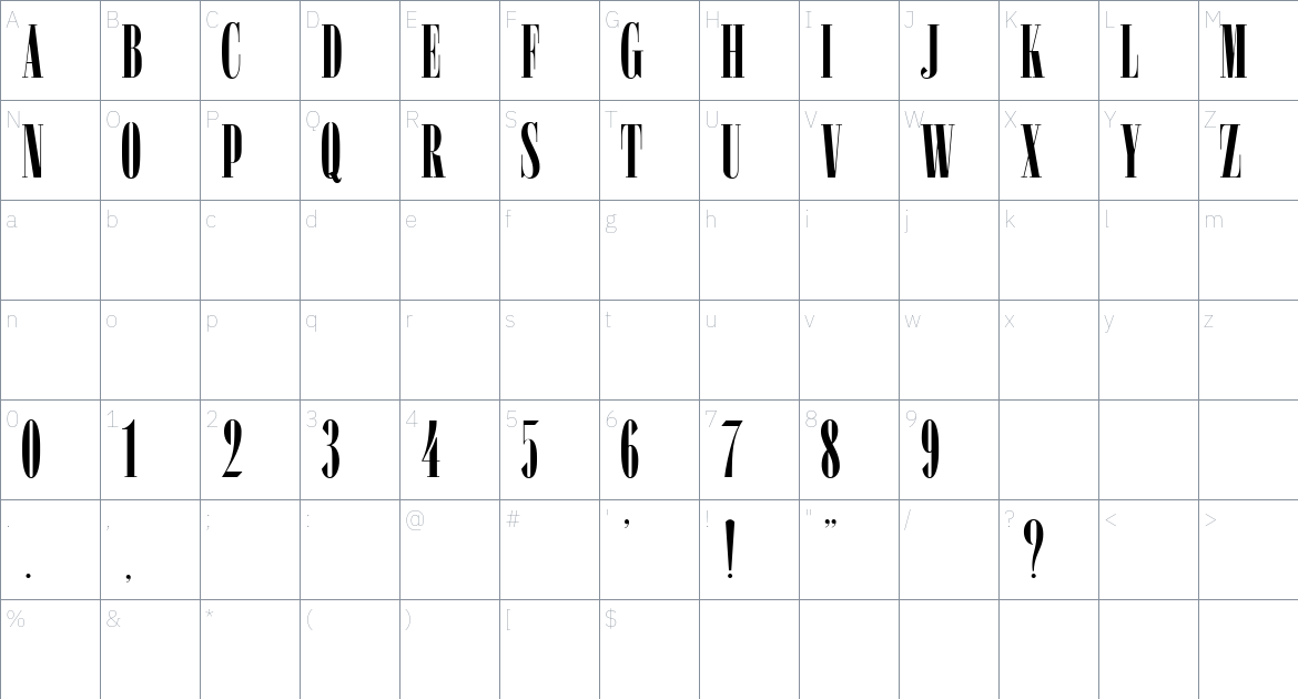 Mettlach Font font Character Map