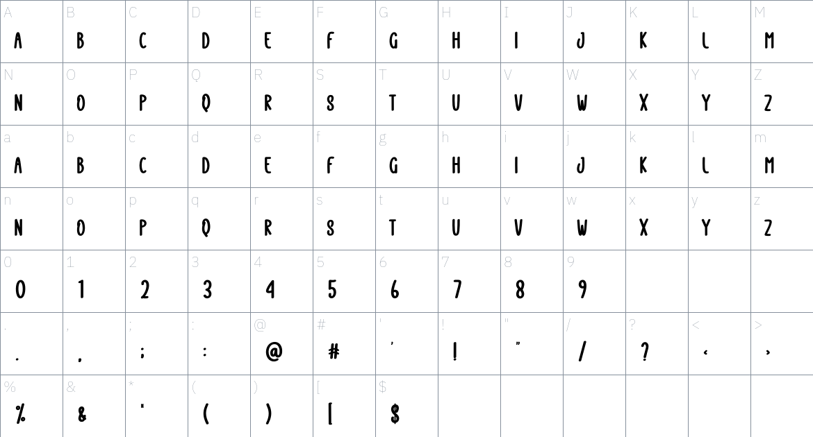 Christmas Festival font Character Map