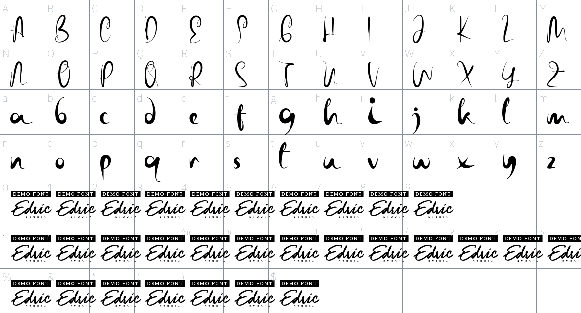 Madira Queen font Character Map