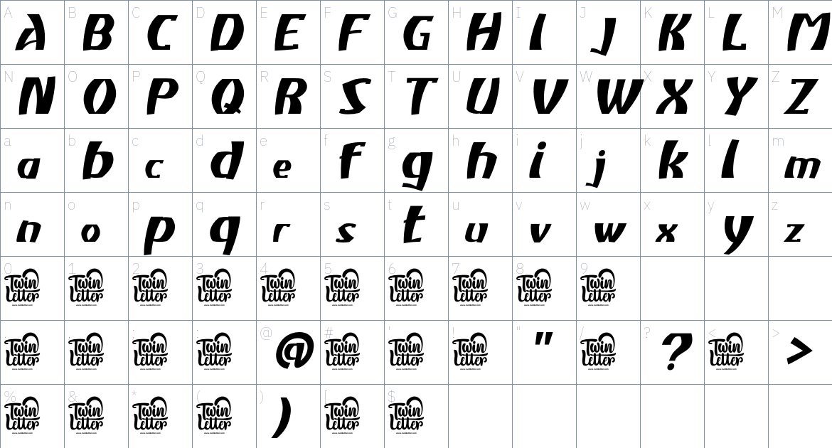 Atiku font Character Map