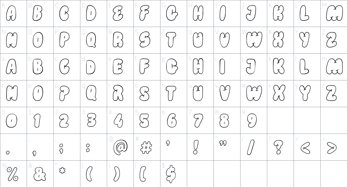 Blobber Font font Character Map