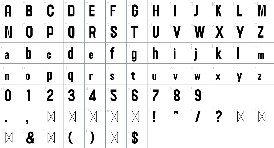 Nelson font Character Map