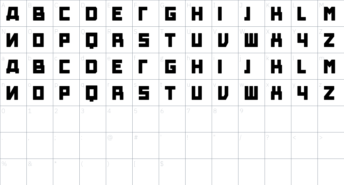 Skyscraper font Character Map