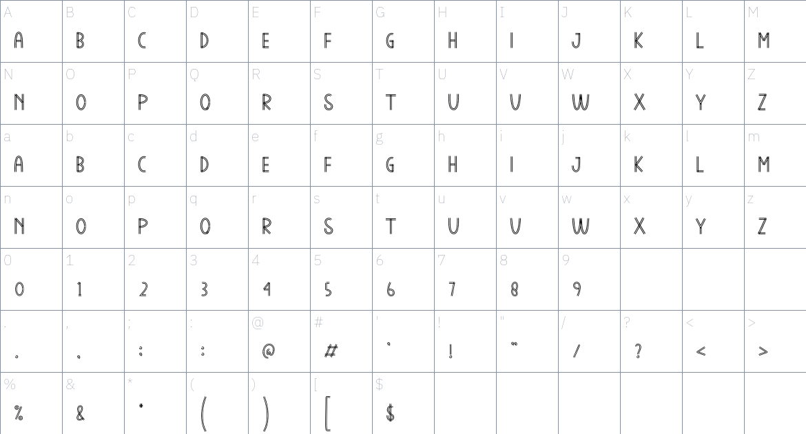 Linedoor font Character Map