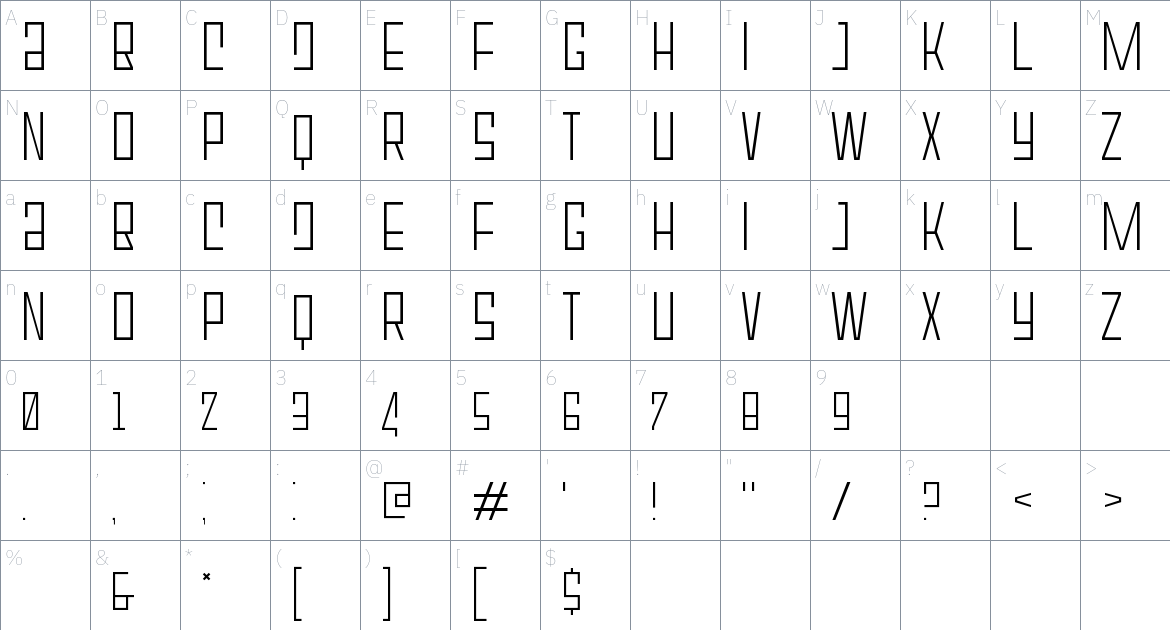 Afronik V3 Typeface font Character Map