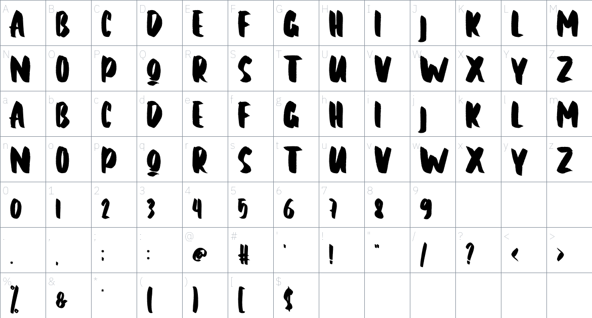 Balade font Character Map