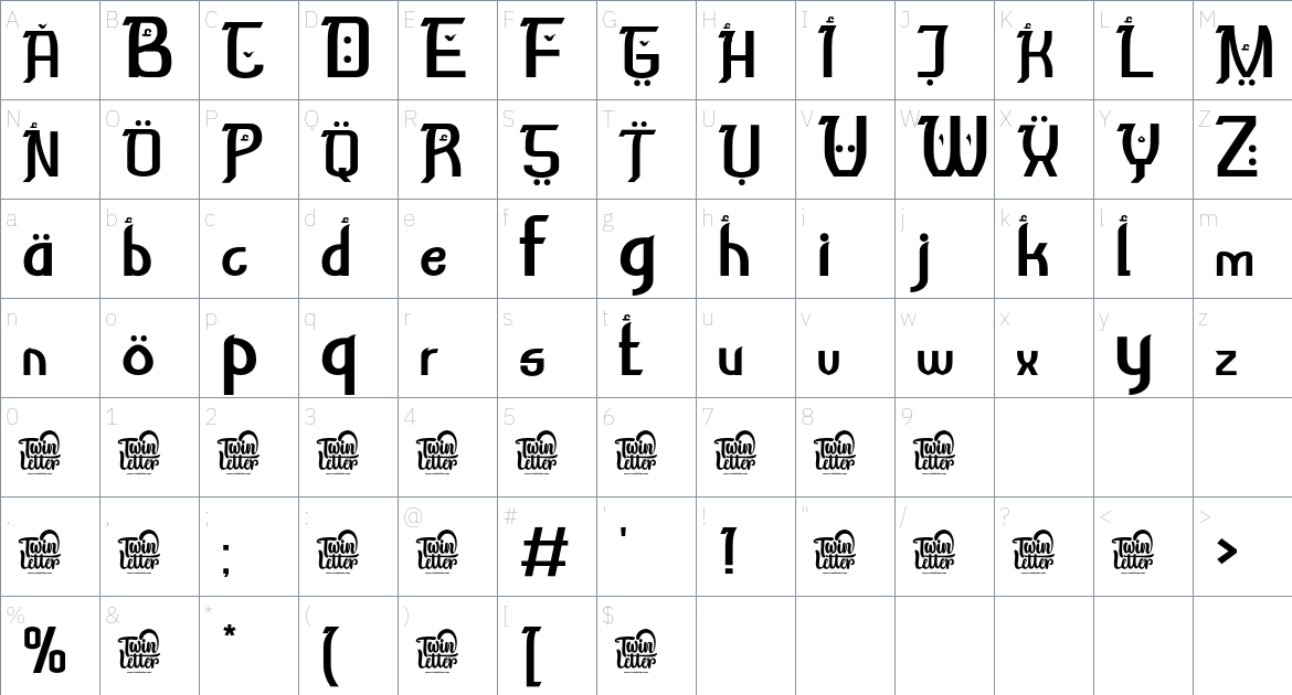 Syakifah font Character Map