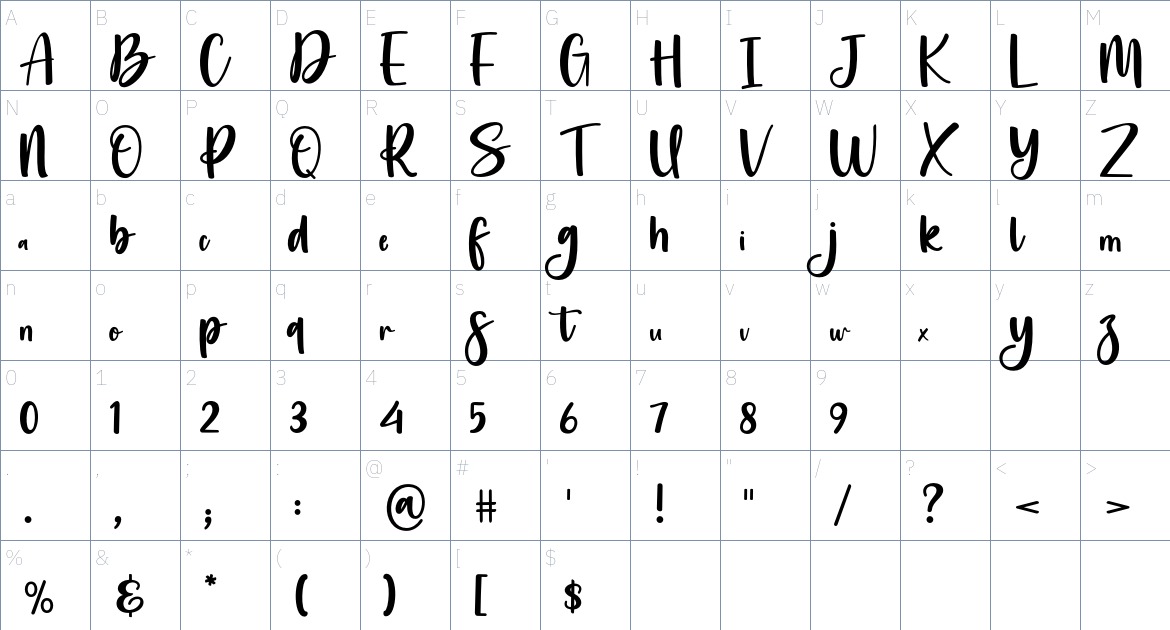 Castillem font Character Map